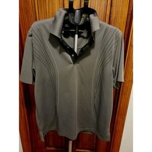 EUC Grand Slam Mens Extra Large XL Performance Polo Golf Shirt Gray Green Black